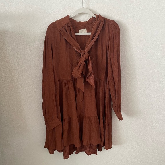 SÉZANE Selena Dress in Copper Brown - Picture 5 of 5